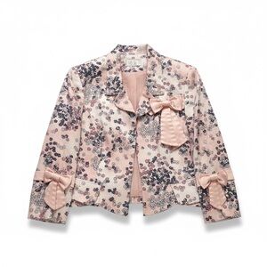 Alberto Makali vintage coquette Blush Floral Blazer with Bow Accents size 6